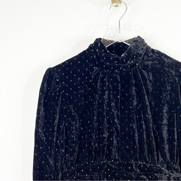 ZARA Velvet Metallic Keyhole Cut Out Crop Top S Black - Picture 4 of 5